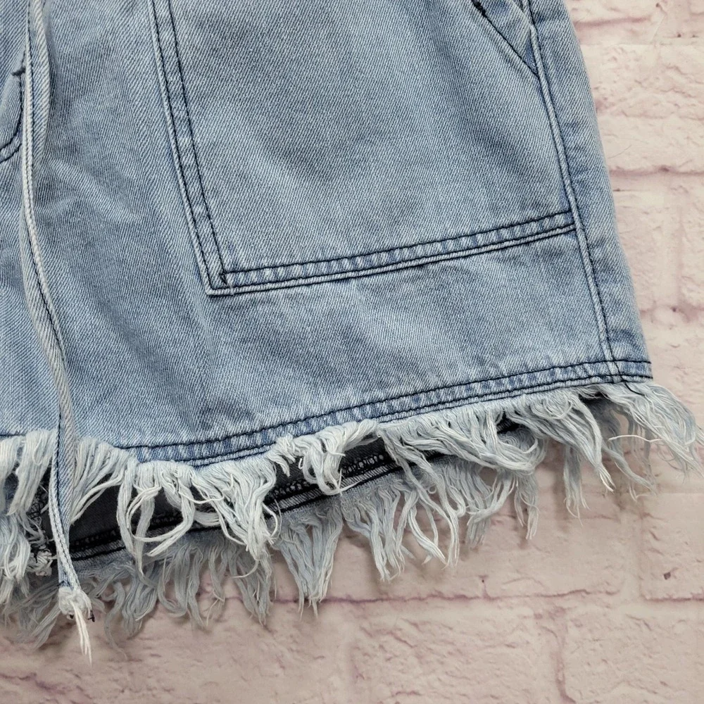 Y2K DT Jeans Denim‎ Fringe Short Shorts Womens 1XL Hippie Frayed Boho Beachwear